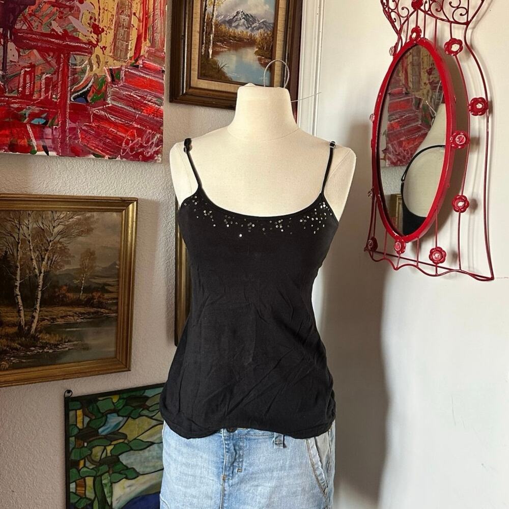 self esteem black sequin tank top